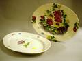 Meissen Handpainted Floral Decorated Porcelain Serving Platter and a Japanese Floral Decorated Ceramic Platter