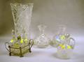 Colorless Cut Glass Vase a Pair of Decanters a Cruet and a Cruet Set