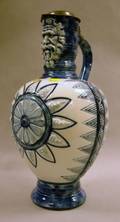 KPM Berlin Pewter Mounted Cobalt Decorated Porcelain Flagon