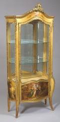 RJ Horner  Co Louis XV Style OrmoluMounted Giltwood Vernis Martin Mirrored Vitrine
