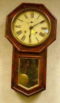 Welch Spring  Co Verdi Rosewood Veneer Schoolhouse Regulator Wall Clock