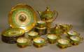 Czechoslovakian Parcelgilt and Apple Green China Tea Set for Eight