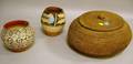 Inuit Woven Coiled Covered Basket and Two Southwest Native American Painted Pottery Jars