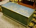 Blue Painted Wooden Dovetail Constructed Blanket Chest