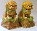 Pair of Reproduction Chinese Glazed Terracotta Foo Dogs