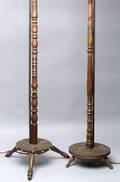 Two Continental Fruitwood Torchiere Lamp Bases