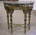 Italianstyle Marbletop Demilune Gilt Cast Iron Console Table with Mirror