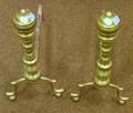 Pair of Brass Ringturned Andirons