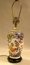 Modern Asian Export Polychrome Decorated Porcelain Lamp Base