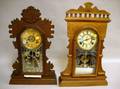 Waterbury Clock Co Victorian Walnut Shelf Clock and an Ansonia Clock Co Victorian Walnut Shelf Clock