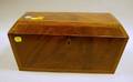 Inlaid Mahogany Veneer Coffinform Tea Caddy