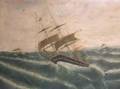 AmericanContinental School 19th Century Portrait of a Ship in Rough Water