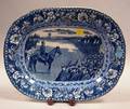 Buffalo Pottery Blue and White Grand Review of the Army of the Potomac by President Lincoln Transfer Decorated Platter