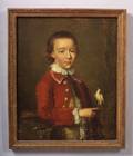 Attributed to John Wollaston British active 17421775 Boy in a Red Waistcoat and Holding a White Cockatoo
