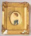 American School 19th Century Miniature Portrait of a Little Girl Wearing a Blue Dress