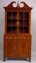 Federal Carved Mahogany and Mahogany Veneer Glazed Cupboard