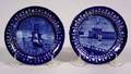 Two Historical Blue and White Transfer Decorated Cup Plates