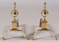 Brass and Iron Balltop Andirons