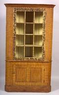Faux Tiger Maple Grained Glazed Corner Cupboard