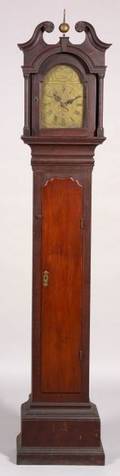 Diminutive Cherry Carved Tall Case Clock