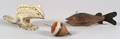 Carved and Painted Chipmunk Fishing Lure and a Childs Wooden Top