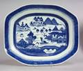 Large Blue and White Canton Porcelain Platter