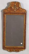 Rococo Parcelgilt and Walnut Inlaid Looking Glass