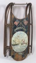 Painted Wood and Iron Childs Sled