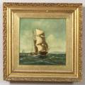 William Haskell Coffin American 18781941 Portrait of a Ship Sailing in Coastal Waters