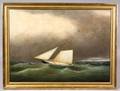 Attributed to Clement Drew American 18061889 A Racing Cutter in Heavy Seas