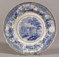 Historical Blue Transfer Decorated Staffordshire Pottery White House Plate