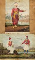 Attributed to Henry Schreiner Stellwagen American d 1866 Five Figural Watercolors
