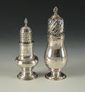 Two silver casters 18th c
