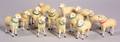 Flock of Thirteen Wooly Papiermache Sheep