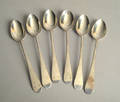 Set of six Philadelphia silver teaspoons ca 1785