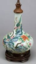 Famille Rose Bottle Vase Mounted as a Lamp
