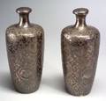 Pair of Silver Covered Sake Bottles
