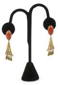 Italian 18k Gold  Sardinian Coral Earrings
