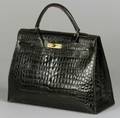Ladys Black Crocodile Leather Handbag