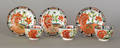 Three Gaudy Dutch oyster cups and saucers 19th c