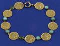 14kt Gold and Turquoise Coin Bracelet