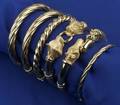 Six 14kt Gold Hinged Bangle Bracelets