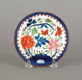 Gaudy Dutch double rose cup plate 19th c