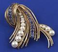Pearl and Sapphire Brooch
