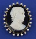 Antique Gemset Hardstone Cameo Pendant Brooch