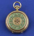 Ladys Open Face 18kt Gold and Enamel Pocket Watch