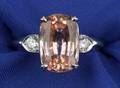 Orangish Pink Sapphire and Diamond Ring