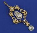 Antique Diamond Pearl and Enamel Pendant Brooch