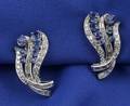 Platinum Sapphire and Diamond Earclips