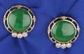 Jadeite and Diamond Earclips